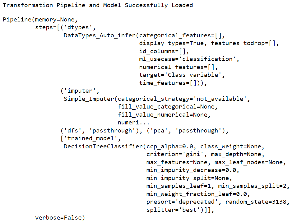 load_model(&#39;dt_pipeline&#39;) 的输出